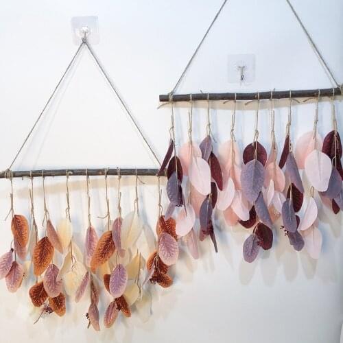 Nordic Ins Simple Artificial Eucalyptus Leaves Wooden Stick Wall Hanging Simulation Green Plant Decor Home Hotel Wall Pendant