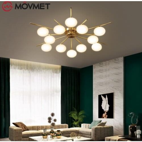 Modern LED Ceiling Light Glass Copper Frosted Glass For Living Room Bedroom Chandelier Lamp Diningroom Art Lighting Luxury