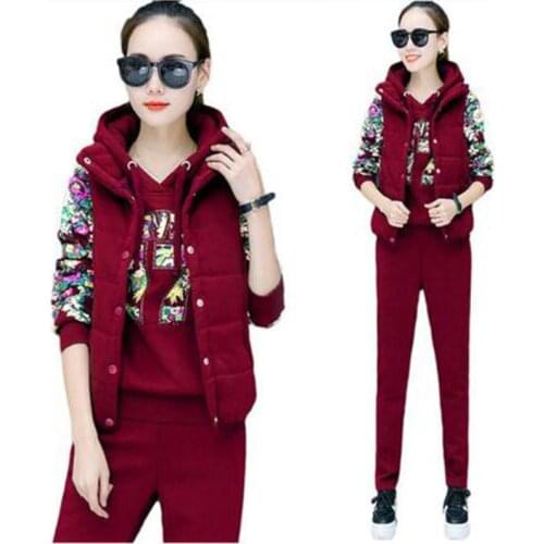 Sport Suit Women Tracksuit 3 Piece Set Women Fall Winter Woman Clothes Casual Hooded Sweatshirt Warm Sweat Suits Female Suit