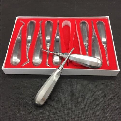 Dental Elevator Set Made Teeth Extraction Tooth Extracting Forceps Stainless Steel Curved Root Lift Elevator