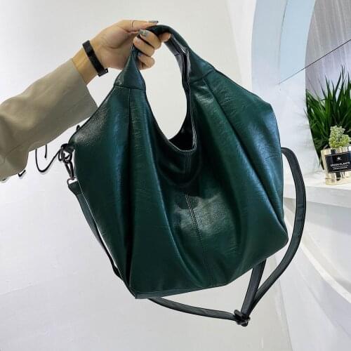 Large Capacity Handbag for Business Woman PU Leather Tote Hobo Bag Female Solid Color Simple Shoulder Crossbody Bag Balck Sac