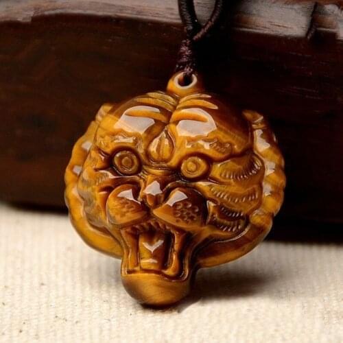 Tiger Eye Shi Shengxiao Belong To Tiger and Natural Jade Pendant Pendant Necklace Zodiac Mascot Statues for Decoration Gift