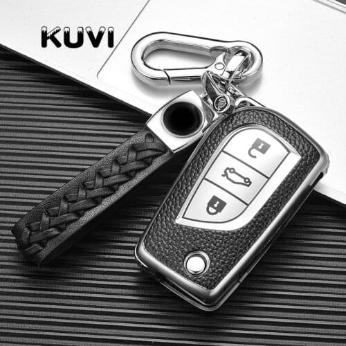 TPU Leather Car Remote Key Cover Case Fob For Toyota Auris Reiz Corolla RAV4 Avensis Yaris Aygo Verso Scion TC IM Keychain