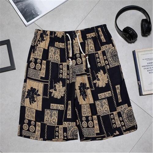 Spring and summer casual cotton and Linen Beach Pants Korean version of pure-color linen slim mens shorts J0002