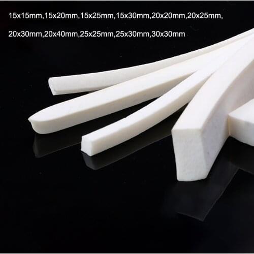 1/2/3/5 Meter White Square Silicone Sponge Strip Silicone Foamed Rubber Doors Windows Gasket Trim Seal 15x15mm 20x20mm-30x30mm
