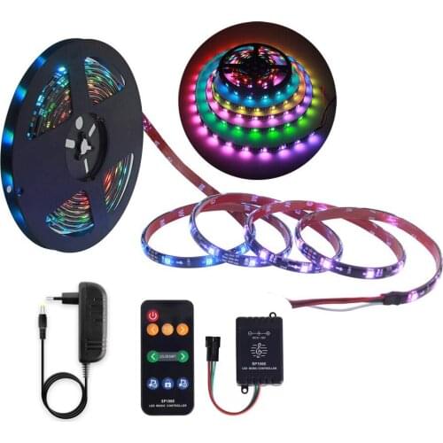 1m 5m 10m 5050 RGB Strip light Individual Addressable WS2811 IC Pixel sp106e Music remote tape Lamp Programmable 12V Power set