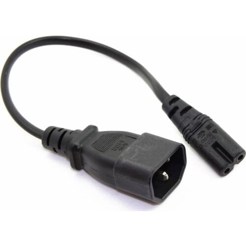 1 pcs High Quality C14-C7 Extension Power Cord ,1 FT C14-C7 IEC 3P Male to 2P Female Socket Power Extension Cable