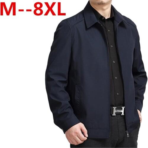 10XL 8XL 6XL 5XL Spring Autumn Mens Jackets Thin Solid Fashion Coats Male Casual Slim Stand Collar Bomber Jacket Men Overcoat