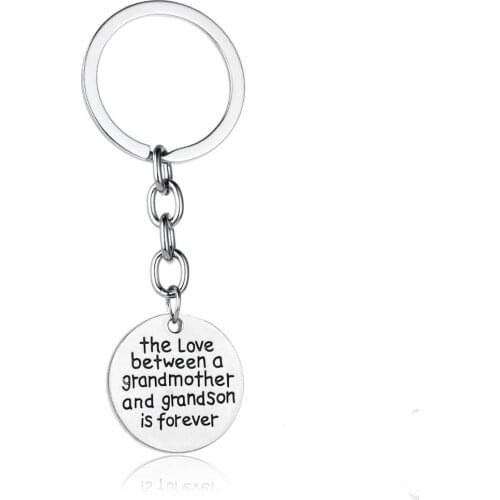 36PC The Love Between Grandmother And Grandson Keychains Family Gift Women Men Grandma Boys Keyrings Car Bags Keyfob Jewelry Hot
