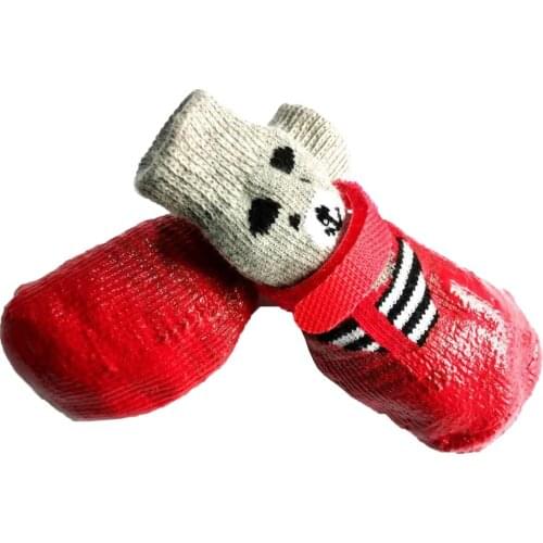 4pcs/set Cute Cotton Rubber Pet Dog Shoes Waterproof Non-slip Dog Rain Snow Boots Socks For Puppy Large Small Cats Dogs