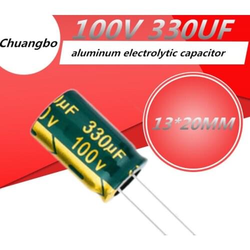 5pcs Higt quality 100V 330UF 13*20MM low ESR/impedance high frequency aluminum electrolytic capacitor 100V 330UF 13*20MM