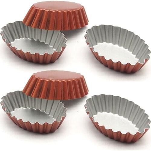 6 pcs Reusable Stainless Steel Cupcake Egg Tart Mold Cookie Pudding Mould Nonstick Cake Egg Baking Mold Pastry Tools