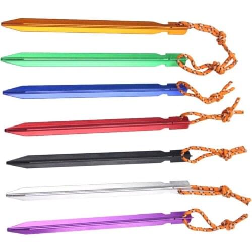 8pcs 18cm Aluminument Tent Pegs Nails with Rope Stake Camping Hiking Equipment Outdoor Traveling Tent Sand Ground Tools Hot Sell