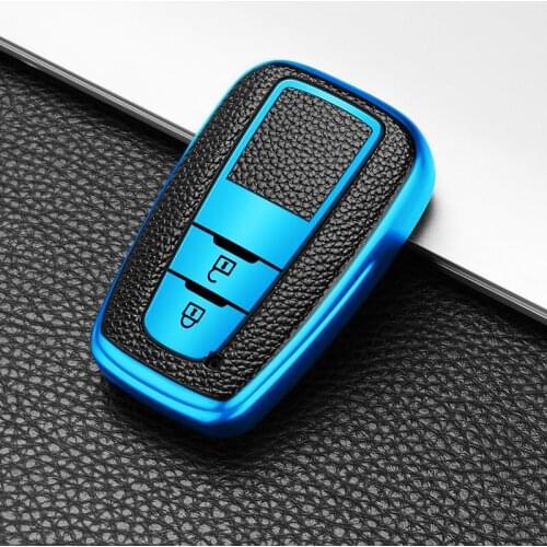 Car Key Case Cover For Toyota C-HR Prius 2017 2018 2019 Camry RAV 4 Keychain Leather Pattern Smart Remote Control Protector
