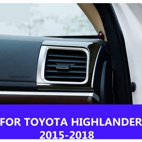 Car styling Car dashboard outlet box special modified ABS Chrome decorative frame Accessories FOR TOYOTA HIGHLANDER 2015-2018