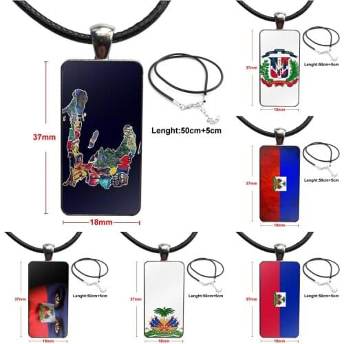 Brand Steel Color Jewelry Fashion Statement Necklace Glass Necklaces Pendants For Lovers Best Friendship Haiti Flag