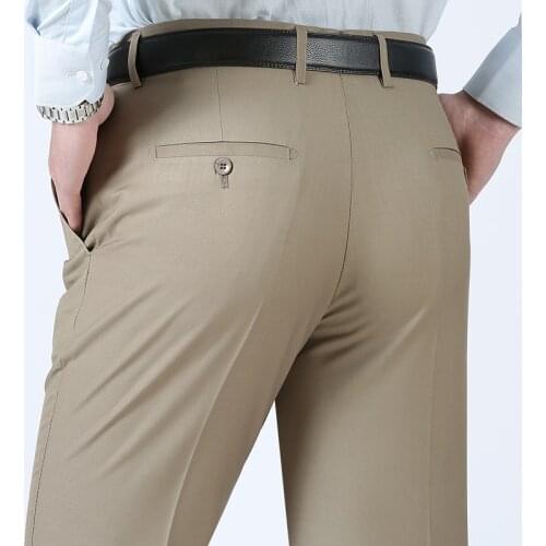 2021 Business Mens Trousers Formal Summer Suit Pants Men Office Cotton Pants Straight Loose Dress Pants Big Size 40 42