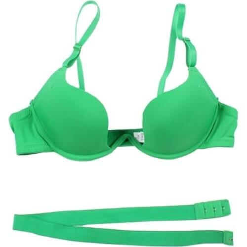 W Shape Cups Sexy Bra Women Super Gathering Bandage Bra Push Up Green Blue Red Black Bralette Wireless Adjustable Bras
