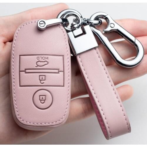 Pink Leather Car Key Cover Case for Kia Rio Sportage Ceed Cerato Fcrte GT Stinger Sorento Optima K2 K3 K4 K5 Picant for Hyundai