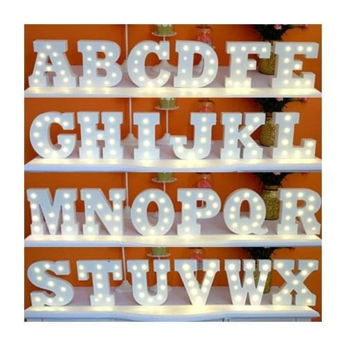 Ins 15 Cm White Wooden 26 Letters Decorative Lamp Wedding Party Display LED Letters Spelling Lamp Dessert Table Home Decoration