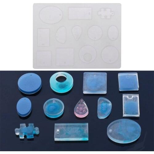 Crystal Epoxy Necklace Pendant Silicone Mold DIY Handmade Ornament Water Drop Square Ellipse Irregular Jewelry UV Resin Molds