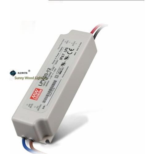 IP67 LPS Class 2 ,100-240Vac input ,12VDC output power supply ,1.67A 20W driver for outdoor CE UL LPV-20-12