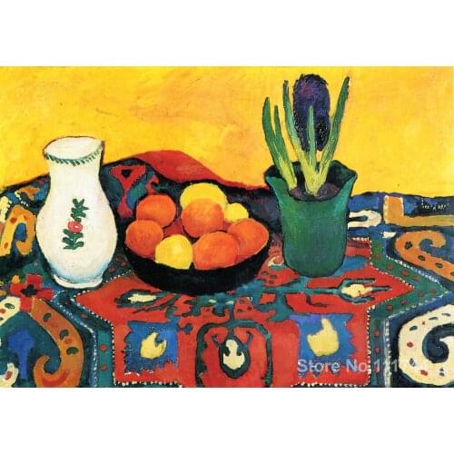 Art to canvas Still life hyacinths carpet by August Macke art High quality Handmade