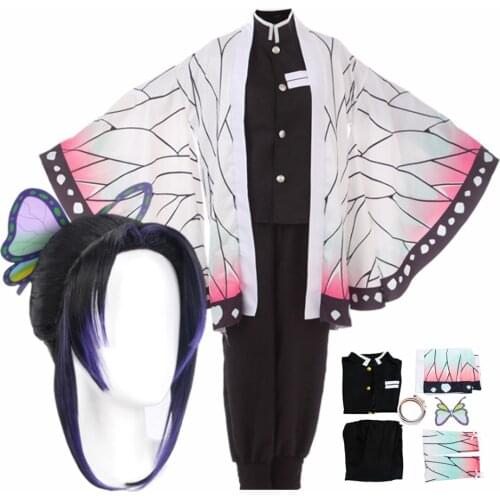 Adult Kids Demon Slayer Anime Kimetsu no Yaiba Kimono Kochou Shinobu Cosplay Costume