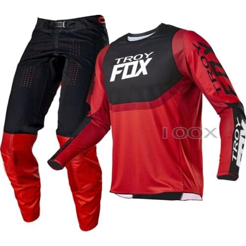 Troy Fox 2021 Mens 360 Voke Motocross MX Racing Jersey Pant Combo Dirt Bike DH ATV UTV MTB Red Gear Set