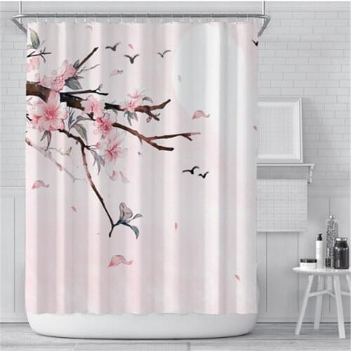 Beautiful Cherry Blossoms Shower Curtains Floral Waterproof Polyester Fabric Bathroom Curtains For Home Decor