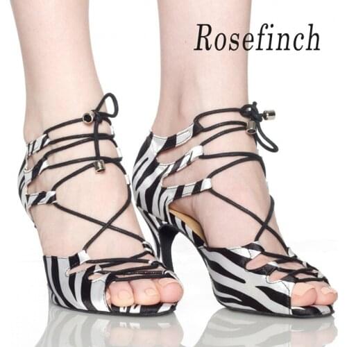 Red Black Zebra Satin Latin Dance Shoes Women Ballroom Dancing Shoes Salsa Shoes Custom Color High-heel 6/8.5/10cm