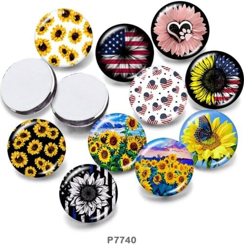Sunflower 12mm/18mm/20mm/25mm/30mm Round Glass Cabochon Flat Back Making Findings P7740