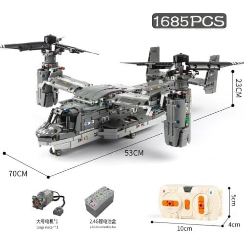 PG-13003 Remote Control Electric Osprey Transport Aircraft Model High Tech MOC Brick Military Series Childrens Toys Blocks