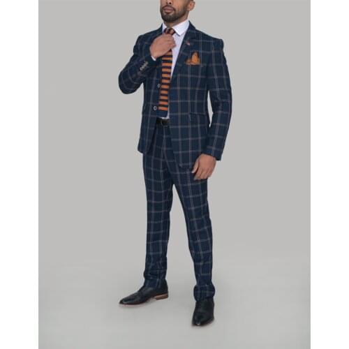 3 Pieces Plaid Mens Wedding Tuxedos Blazer&Vest&Pants Groom Groomsmen Suit Formal Custom Made Men Wear