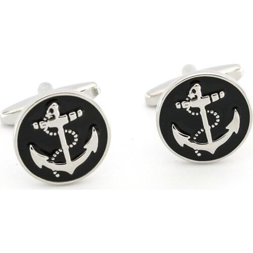 Mens Vintage Anchor Cuff Links Copper Material Black Color