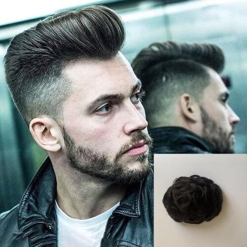 Black Color Human Hair System Wave Straight Super Soft Clean Base HairPiece Men Toupee Men Human Hair Breathable Full PU