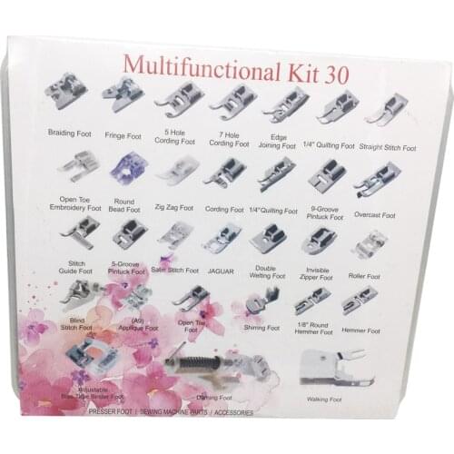 Domestic Sewing Presser foot Set Walking foot for Singer, Brother, Janome,Kenmore,Elna,Toyota,Low Shank Sewing Machine 30pcs set