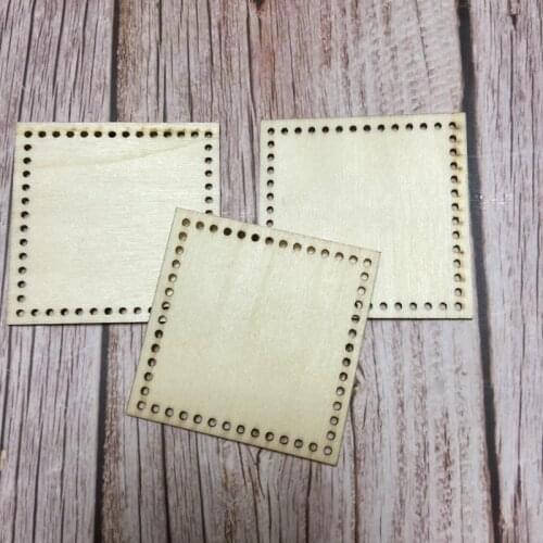 Set of 20 simple square with holes diy wood craft cross stitch gift tag 6x6cm