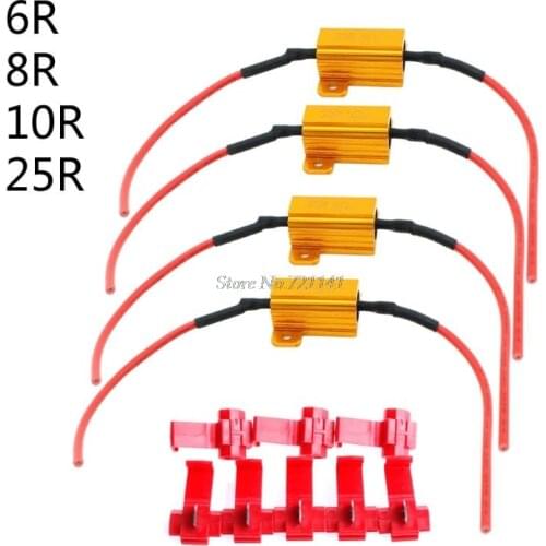 4X 25W LED Reverse Brake Turn Signal Light Load Resistor Car Light Resistance 6/8/10/25R Load Resistors Whosale&Dropship