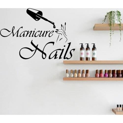 Nail Salon Wall Stickers Nails Polish Design Decals Nail Studio Logo Vinyl Sticker Manicure Wallpaper Store Window Decal