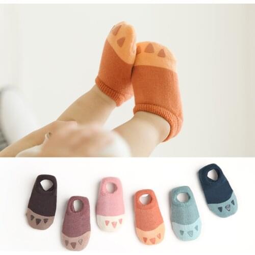 Newborn Non-slip Cartoon Bear Fleece Socks Girl Boy Cotton Child Toddler Boat Socks