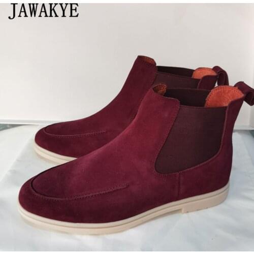 Spring New Chelsea Boots for Women Natural Suede Flat Casual Shoes Elastic Slip On Ankle Boots Open Walk Single Shoes Women