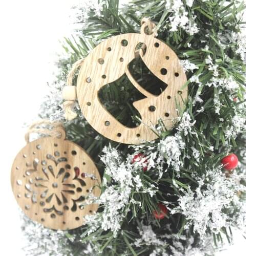 New Year Christmas Ornament Wooden Hanging Pendants Deer Snowman Santa Claus Snowflake Star Xmas Decorations For Home Navidad