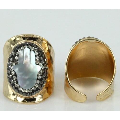 Charm women cuff ring paved rhinestone plam pattern fashion ring 24k gold/silver plated color trinket jewelry statement