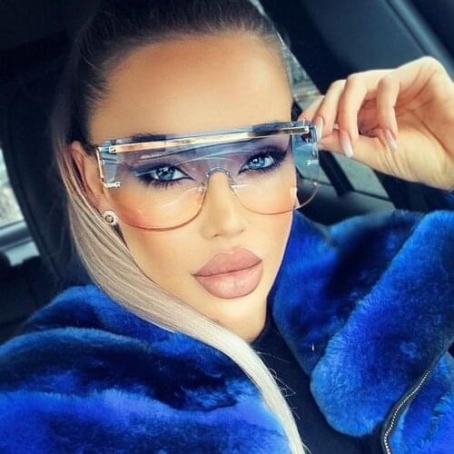 New Fashion Oversized Square Sunglasses Women Rimless One Piece Sun Glasses Female Driving Shades Oculos Feminino