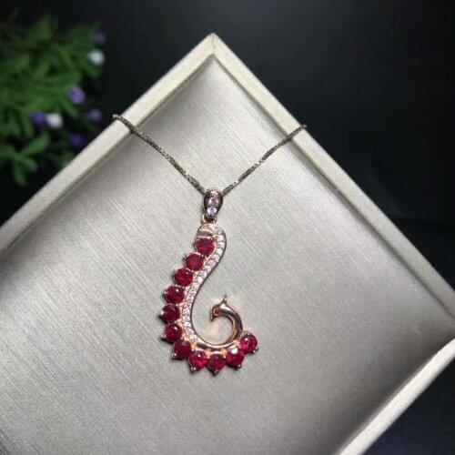 Natural Ruby necklace pendantRound 3mm 925 sterling silver necklace pendant Deluxe Style
