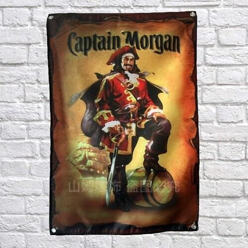 Captain Morgan Poster Scrolls Bar Cafes Indoor Home Decoration Banners Hanging Art Waterproof Cloth Wall Painting