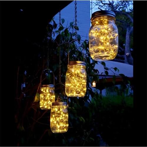 Solar Mason Jar Lights 20 Led Hanging String Fairy Jar Solar Lantern Lights for Outdoor Patio Garden Yard and Lawn Decoration