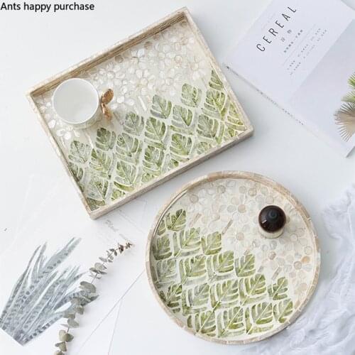 Manual Color Shell Fruit Plate Decoration Jewelry Storage Tray Square Round Wobble Plate Place Rectangular Plate Tissue Box