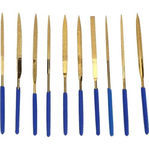 Middle Teeth Single Cut Files 3x140mm/4x160mm/5x180mm Titanium Plated Steel Diamonds Needle Files Set For Steel Ceramics Glass